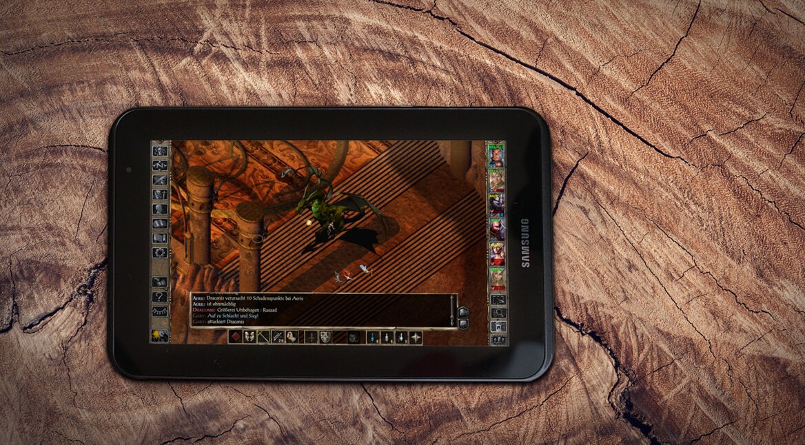 Das Rollenspiel Baldur's Gate II auf einem Android-TAblet