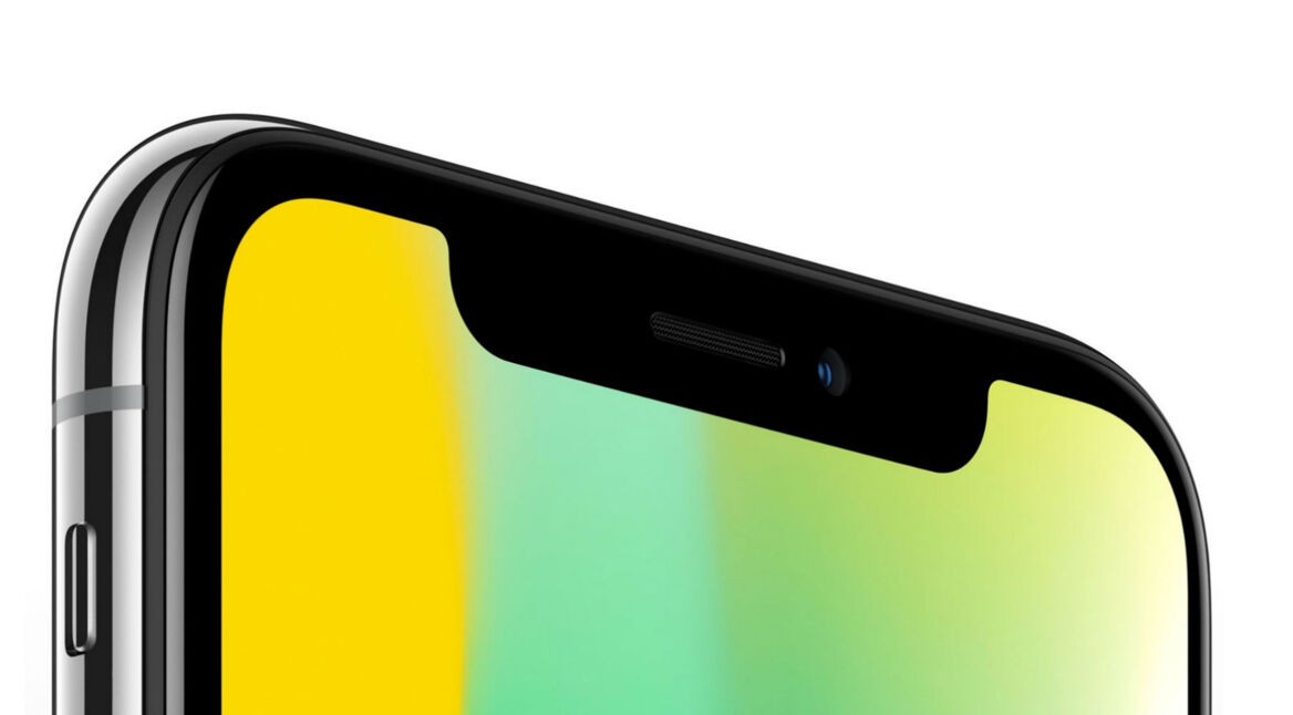 Das Display des iPhone X und die Ausbuchtung für Kamera und Sensoren.