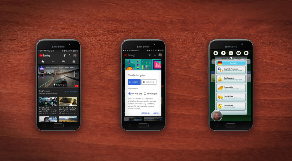 YouTube Gaming auf einem Smartphone