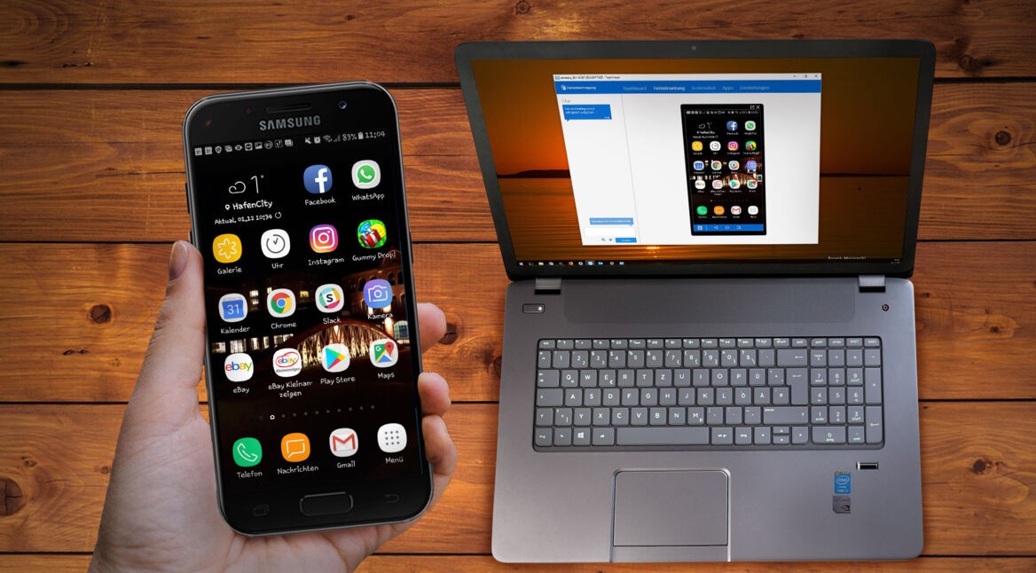 Screenshots eines per Teamviewer ferngesteuerten Samsung-Geräts