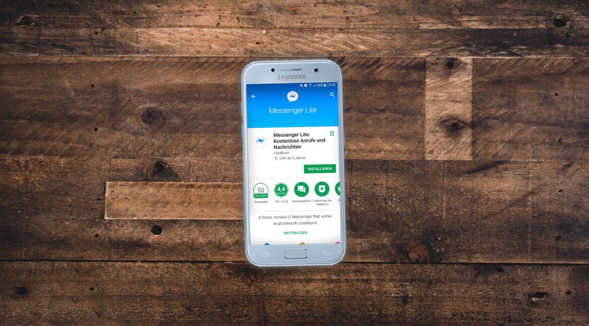 Screenshot der Facebook Messenger Lite-App im Google Play Store.