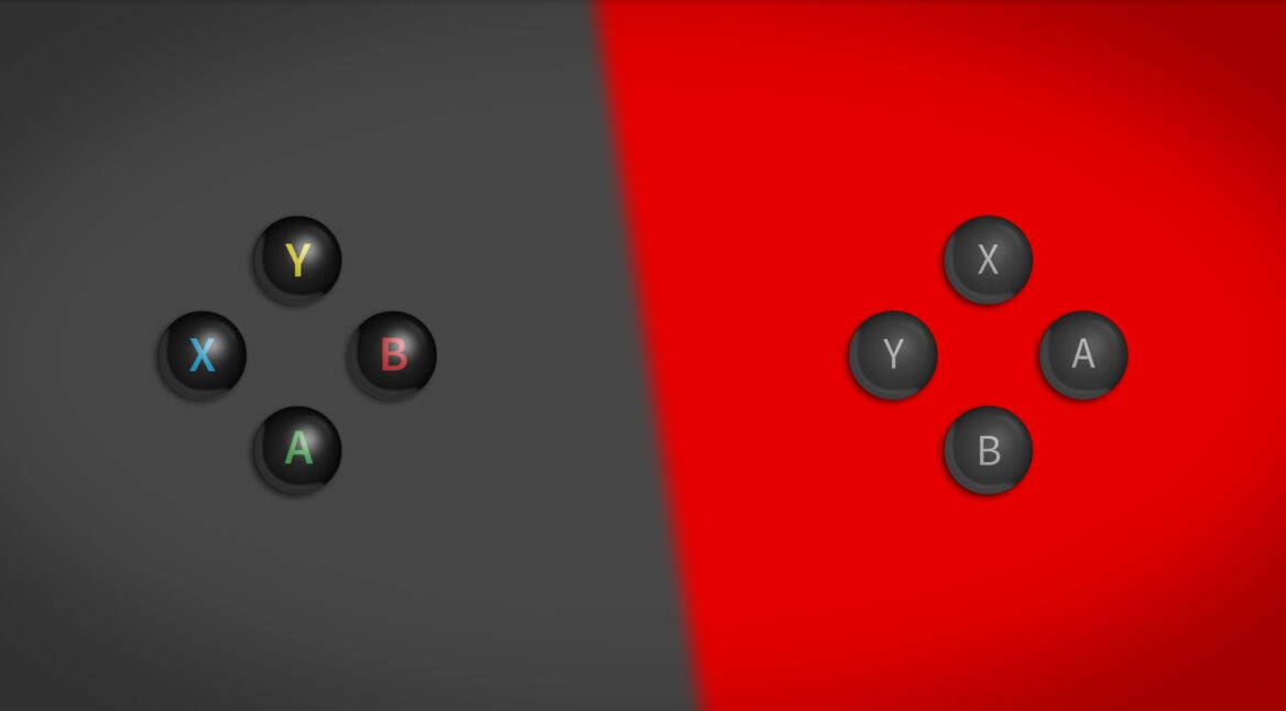 Darstellung von Controller-Knöpfen der Xbox One und Nintendo Switch