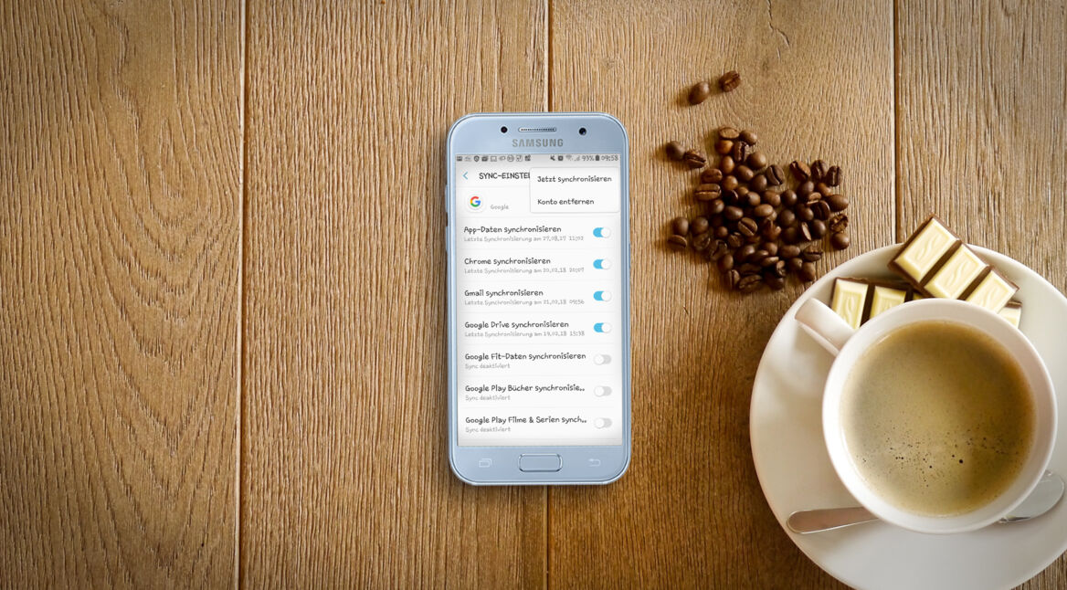 Screenshot der Einstellungen für das Google-Konto auf einem Samsung-Gerät.