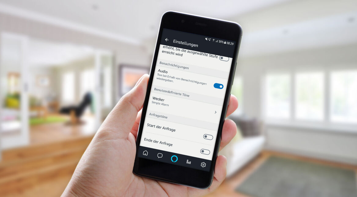 Screenshot der Amazon Alexa-App auf einem Smartphone.