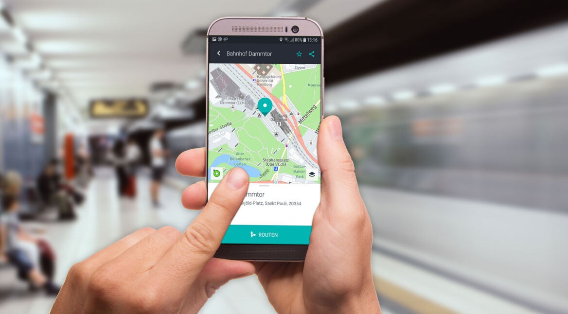 HERE WeGo auf einem Android-Smartphone