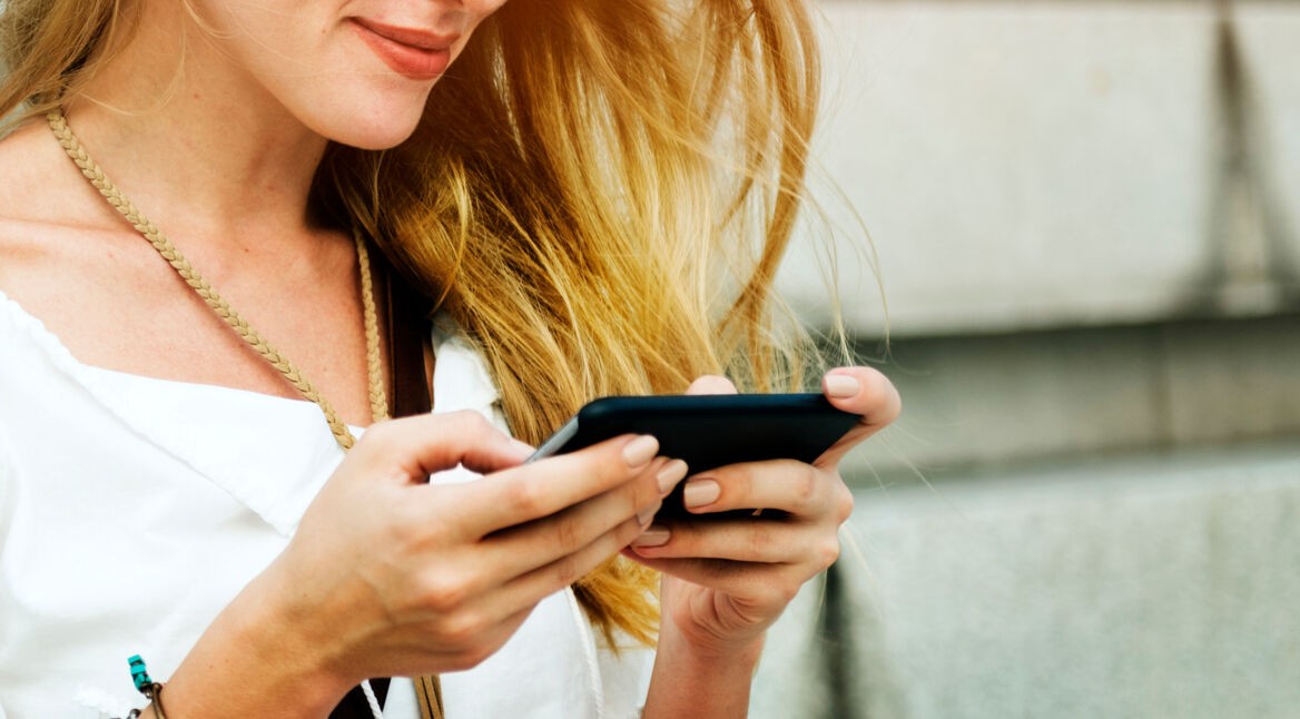 Blond Woman Surfing Internet Concept