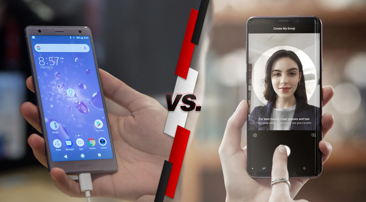 Ein Sony Xperia XZ2 und ein Samsung Galaxy S9+