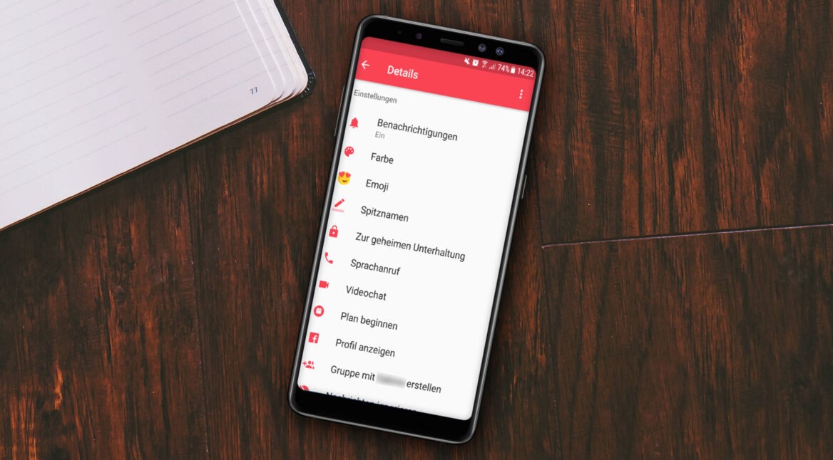 Screenshot der Facebook Messenger-Einstellungen auf einem Samsung-Smartphone.