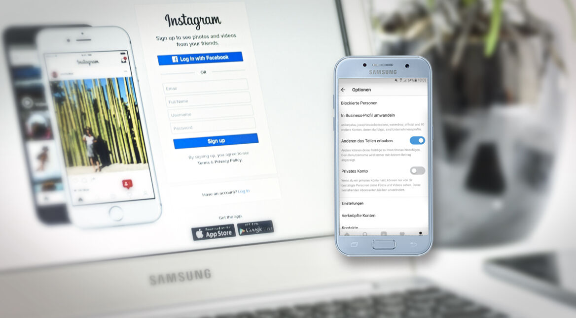 Instagram auf PC und Smartphone
