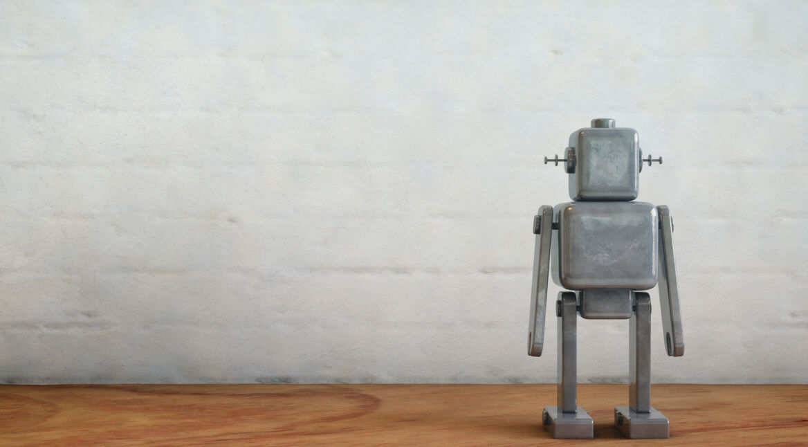 Vintage metal robot toy.