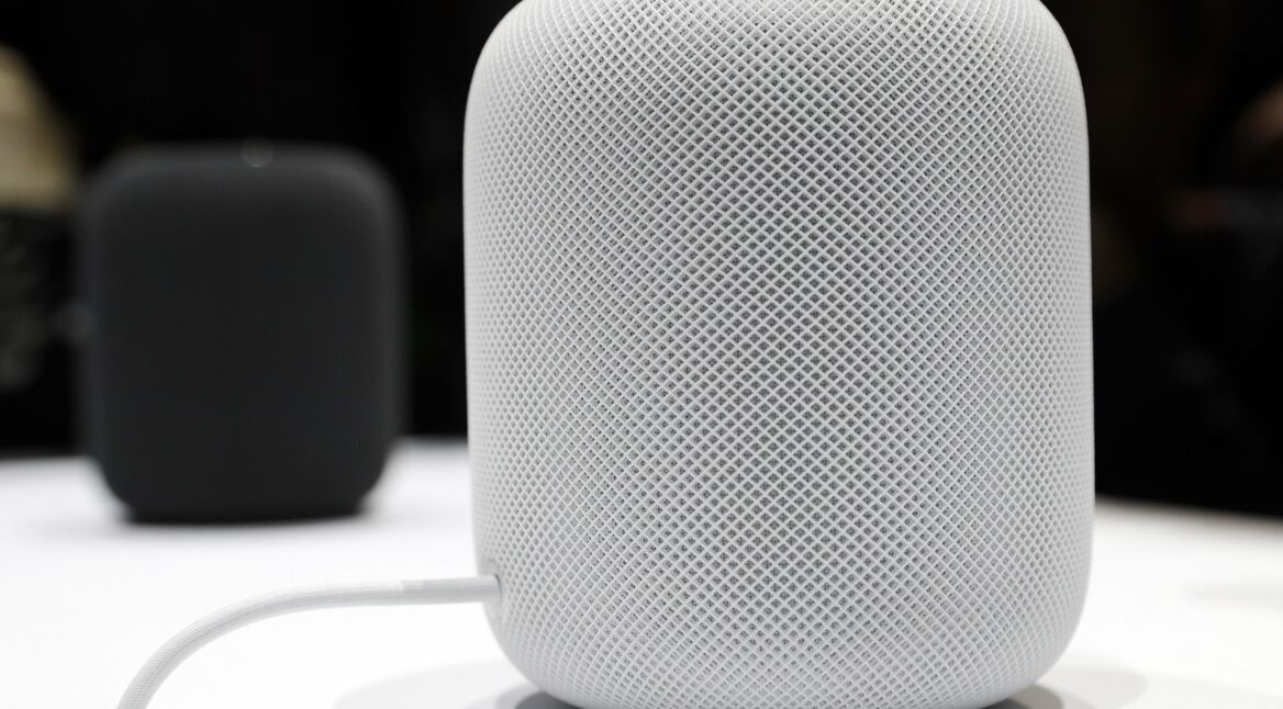 Grauer Apple HomePod mit Sonderfunktionen