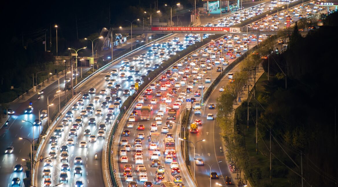 Völlig überfüllte Straßen in Peking