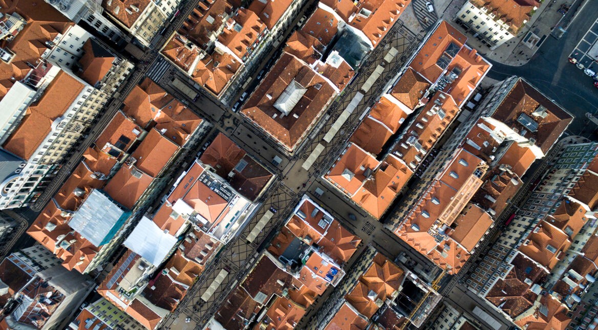 Top View of Chiado Houses in Lisbon, Portugal