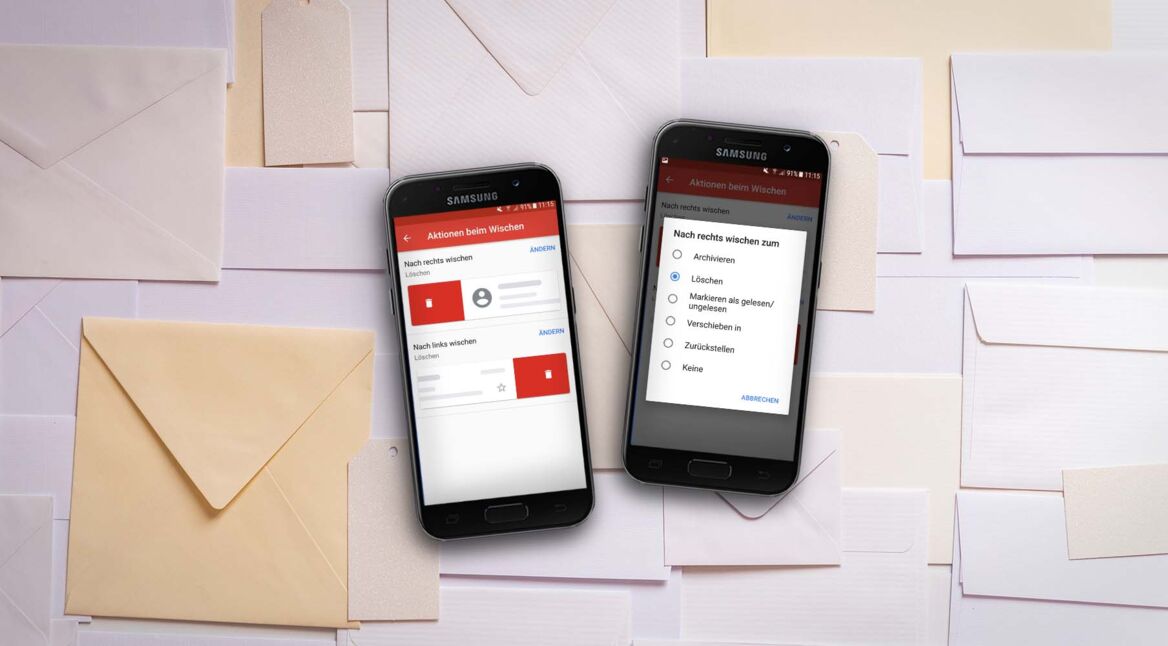 Gmail-App auf einem Samsung-Smartphone.