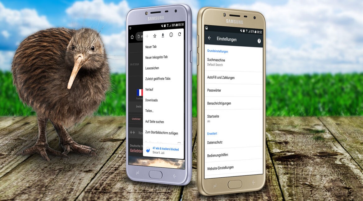 Der Kiwi Browser funktioniert auf Android-Geräten.