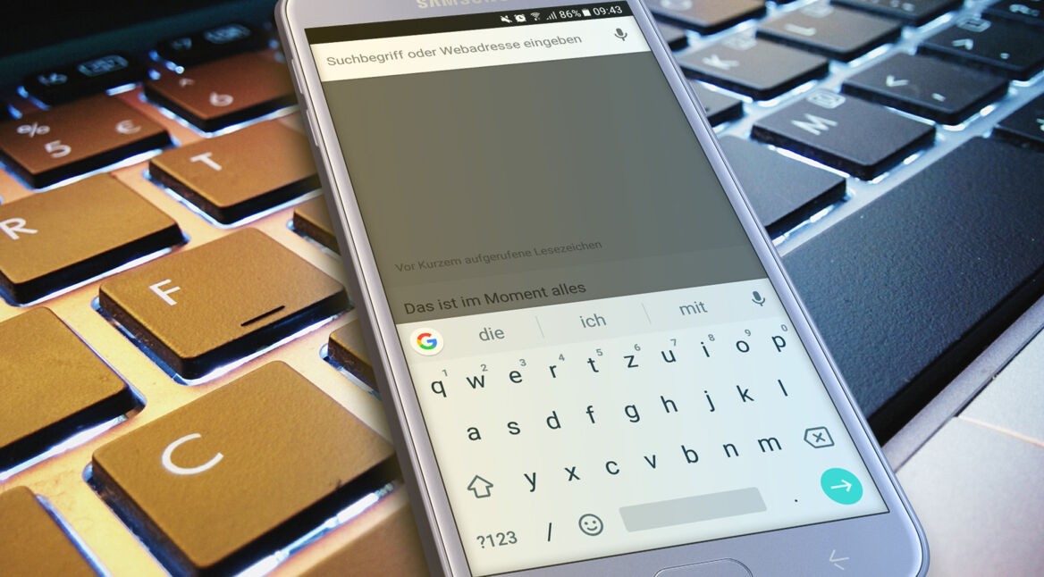 Die Tastatur-App Gboard auf einem Android-Smartphone.