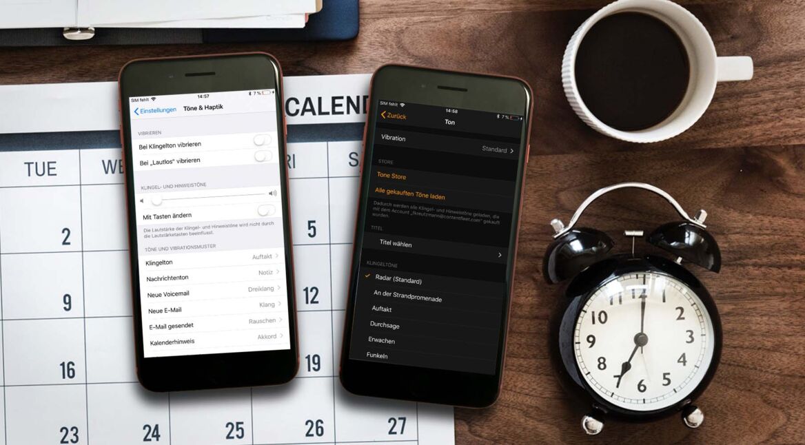 Wenn der iPhone-Wecker nicht klingelt, wechselt man in die Toneinstellungen.