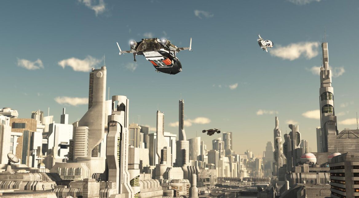 Scout Ship Landing in a Future City