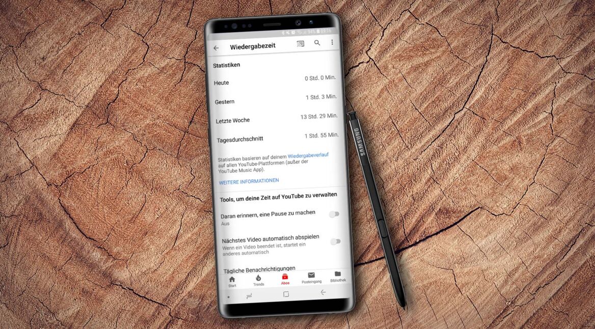 Das neue Digital-Wellbeing-Feature in YouTube.