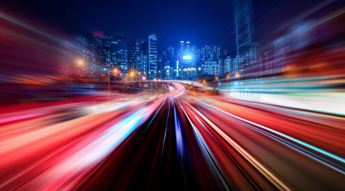 Motion Speed Light Tail with Night City Background