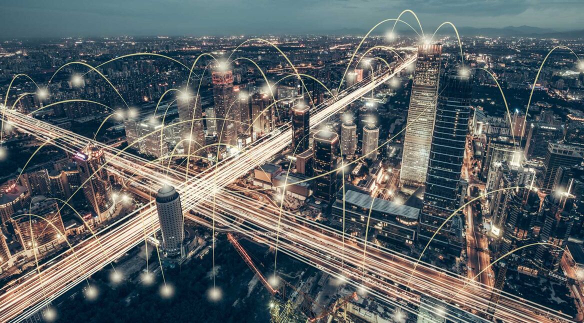 Aerial View of City Network of Beijing Skyline