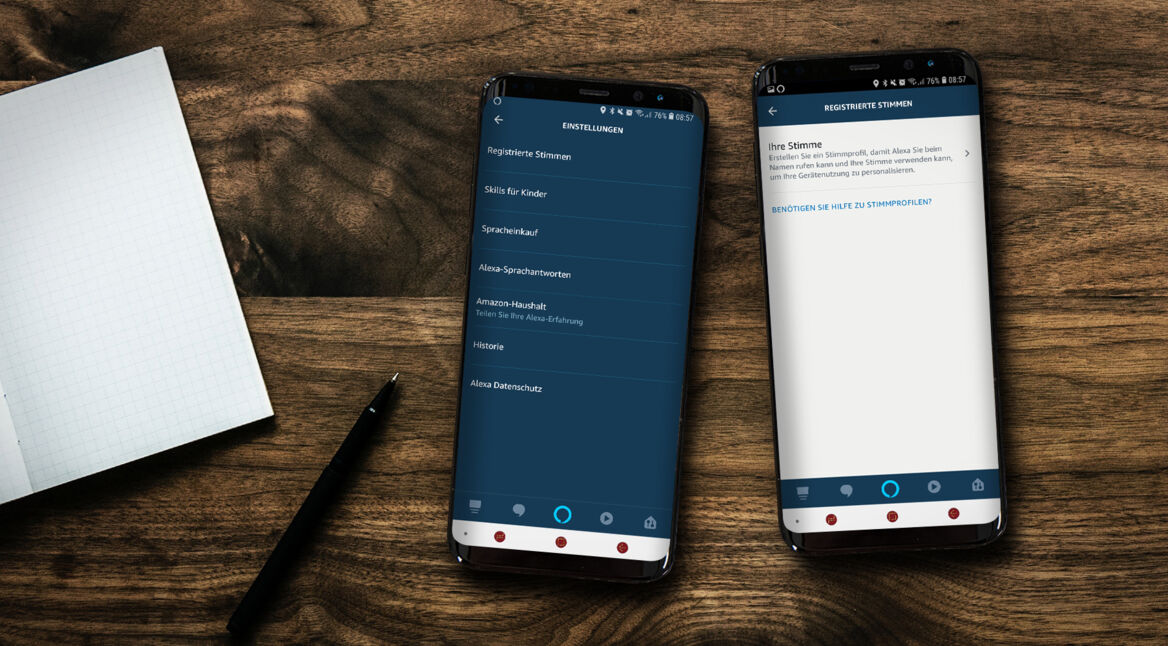Die Alexa-Stimmerkennung über die Alexa-App einrichten.
