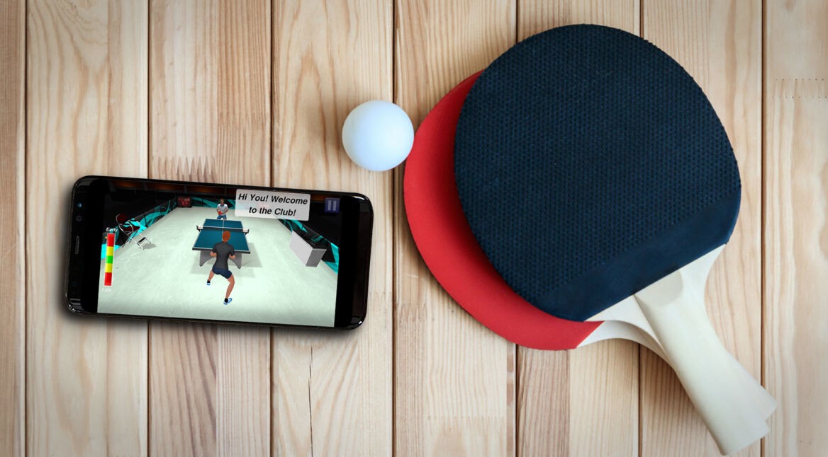 Tischtennis auf dem Smartphone spielen.