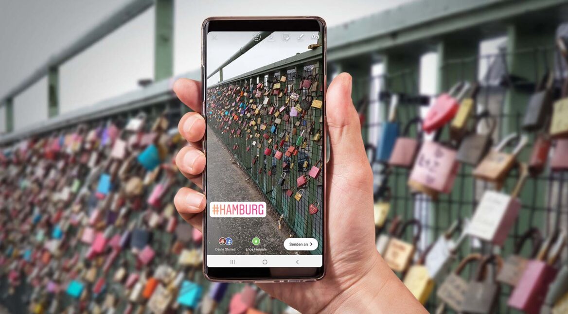 Hashtags in die Instagram-Story setzen.