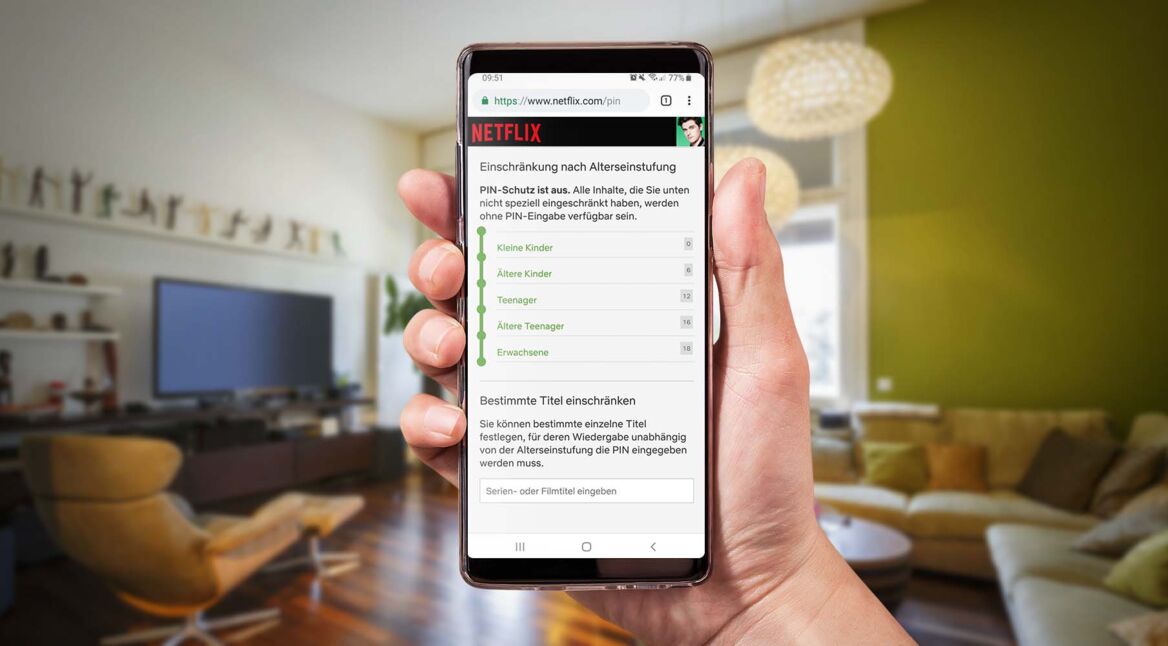 Die Kindersicherung der Netflix-App am Smartphone einrichten.
