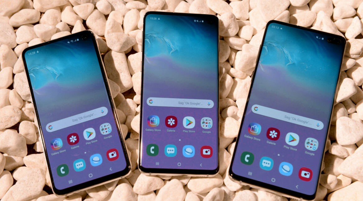 Das Samsung Galaxy S10 in seinen drei Ausführungen.