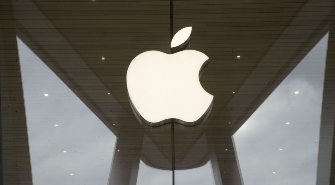 Das Apple-Logo auf Glas.