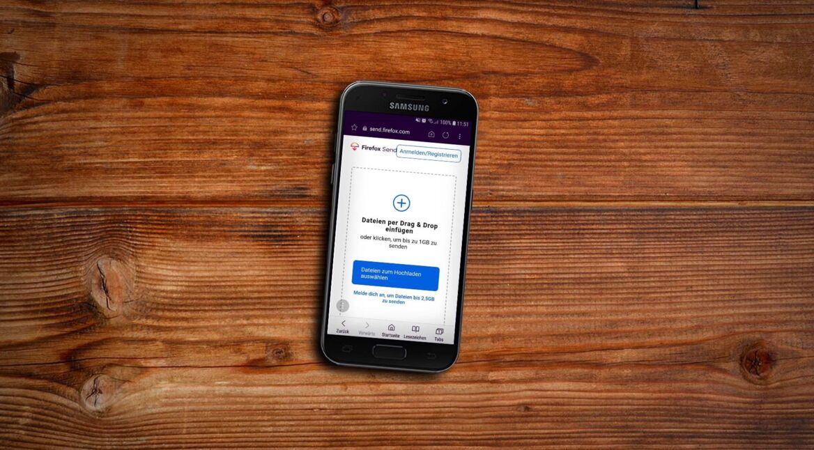 Firefox Send auf dem Smartphone