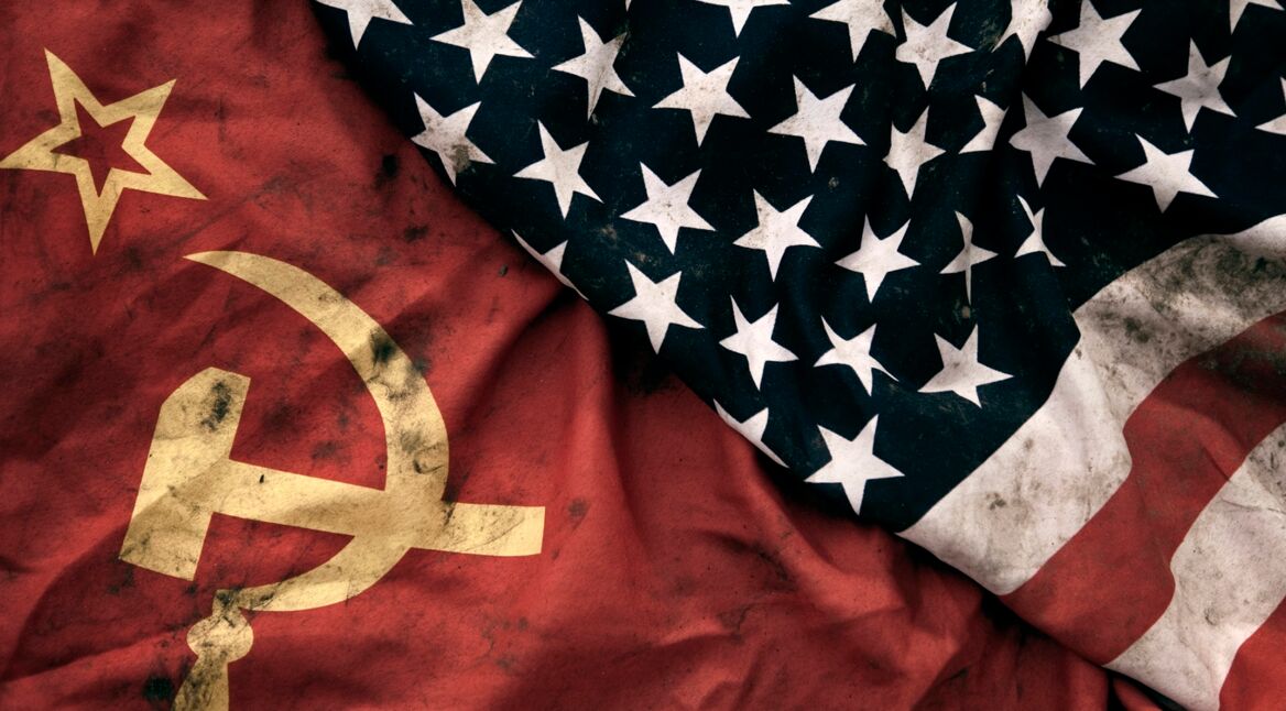 Flaggen Sowjetunion und USA