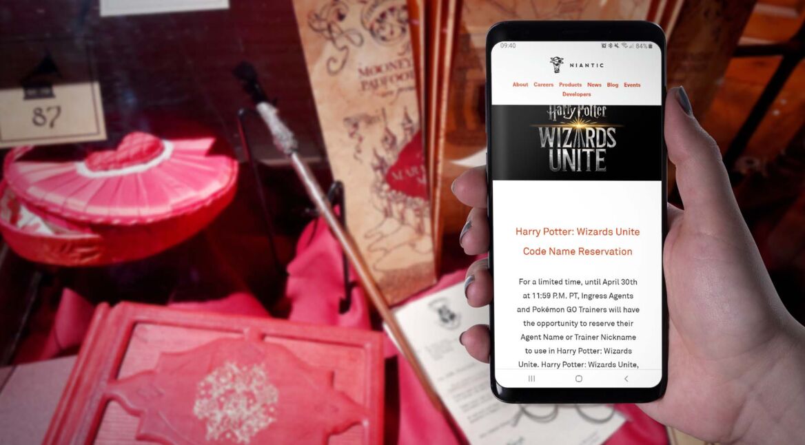 Am Smartphone den Pokémon-Go-Trainernamen für Harry Potter: Wizards Unite reservieren.