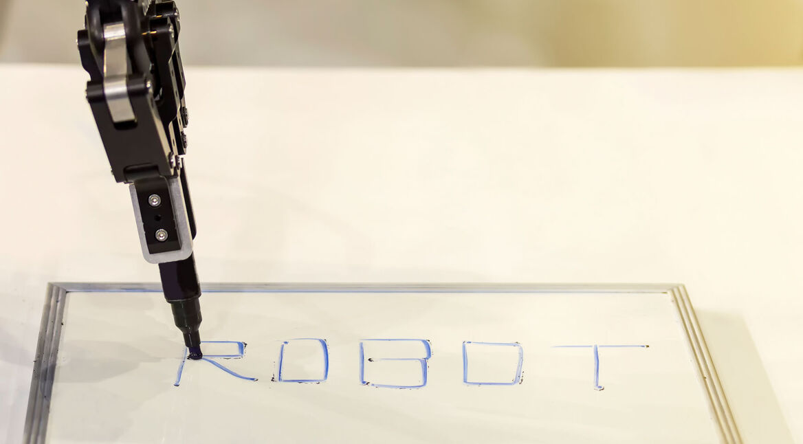 smart drawing roboter malt das wort robot