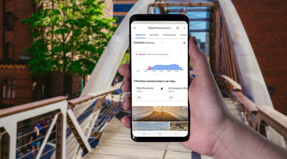 In Google Maps am Handy Stoßzeiten für eine Sehenswürdigkeit einsehen.