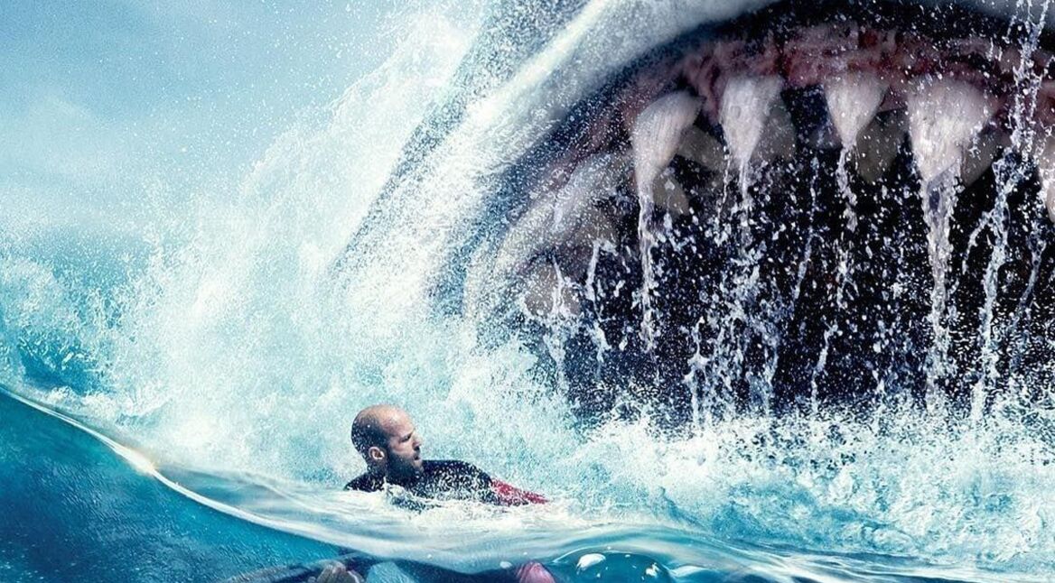 Jason Statham auf einem Poster von Meg