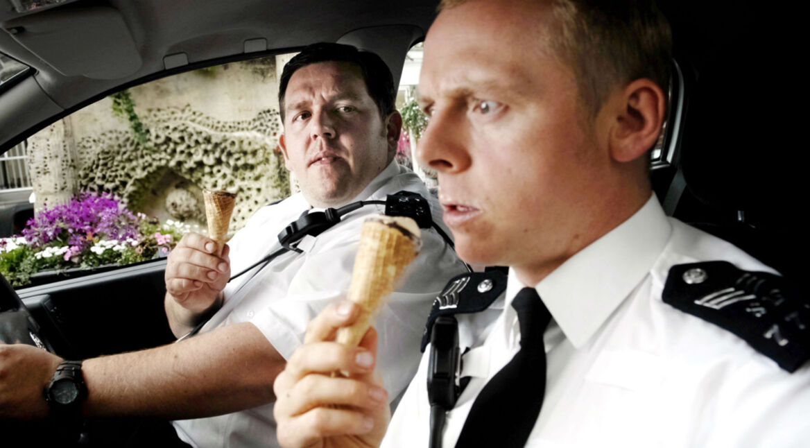 Nick Frost und Simon Frost im Kultfilm „Hot Fuzz”.
