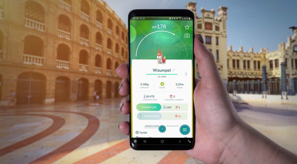 In Pokémon Go am Smartphone Waumpel einsehen.