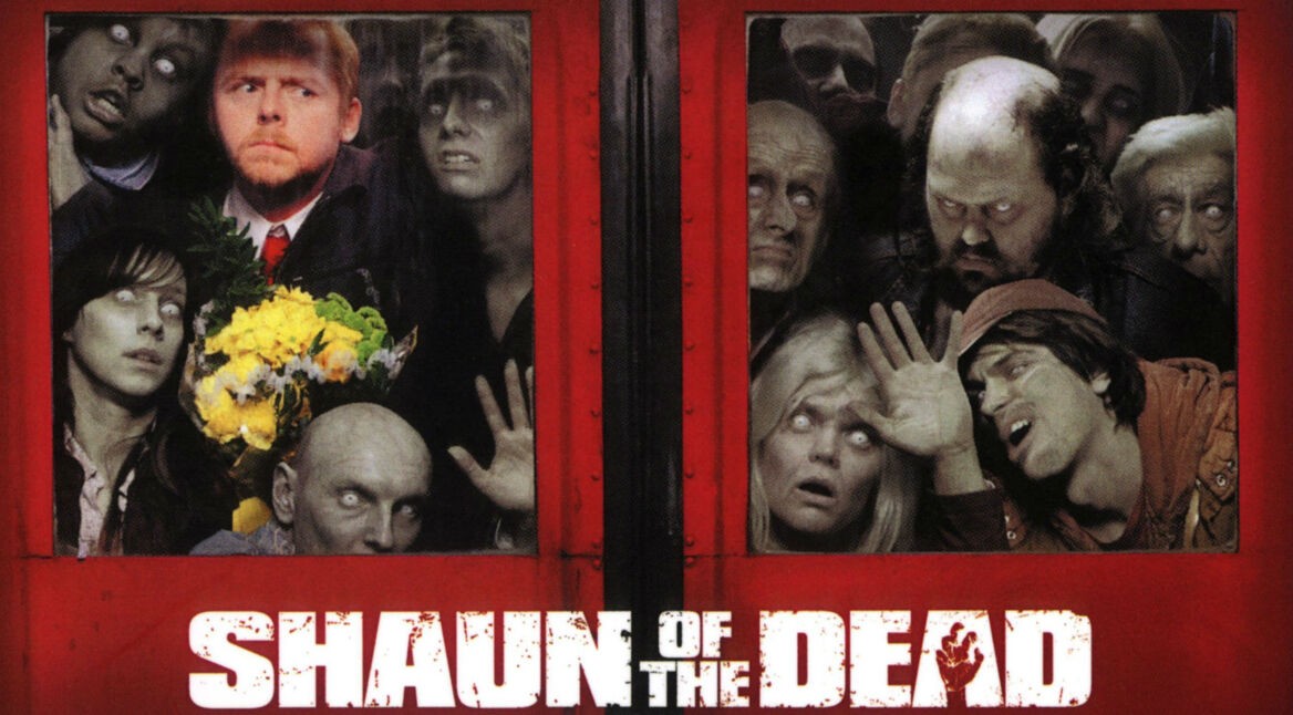 Simon Pegg auf dem Poster zum Zombiefilm „Shaun of the Dead”.