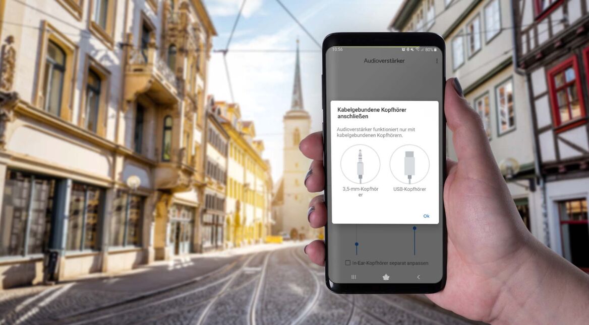 Den Android-Audioverstärker am Samsung Galaxy S9+ nutzen.