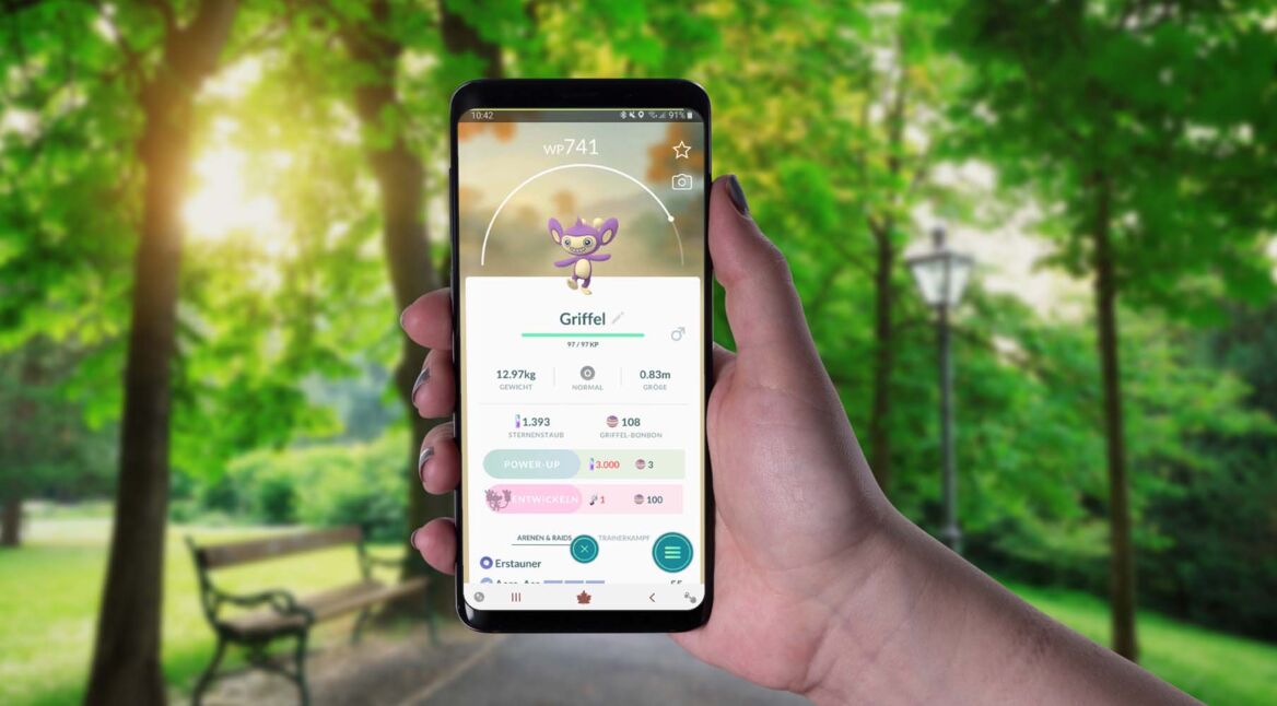 Am Samsung Galaxy S9+ in Pokémon Go Griffel entwickeln.