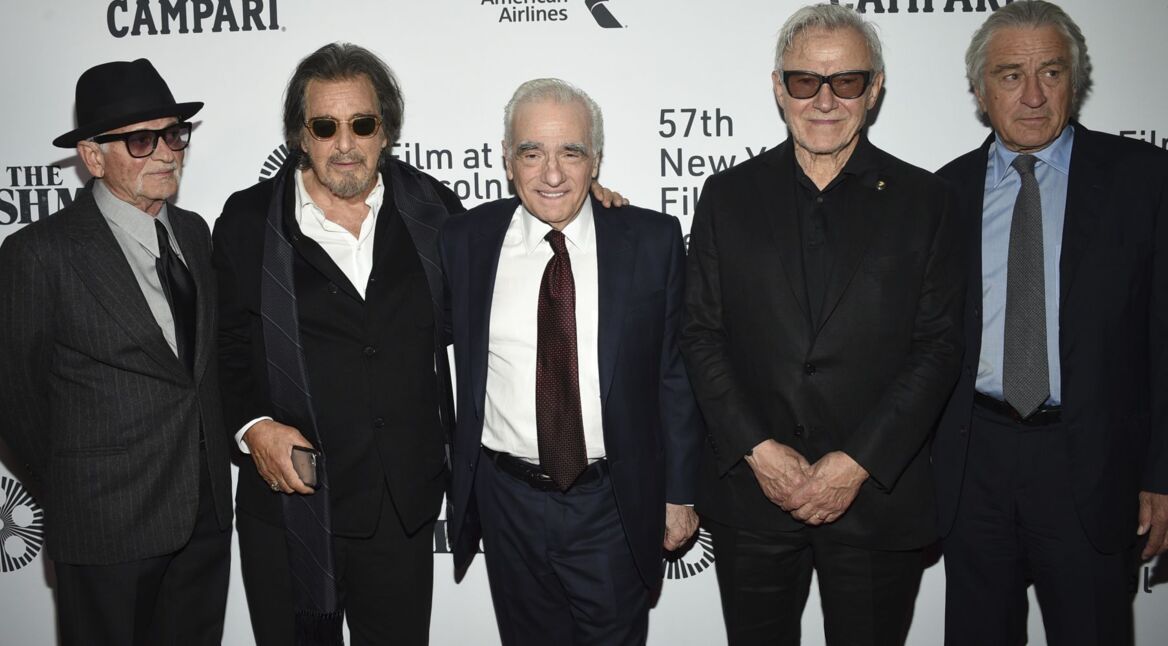 Jo Pesci, Al Pacino, Martin Scorsese, Harvey Keitel und Robert De Niro bei der Premiere des Netflix-Films „The Irishman”.