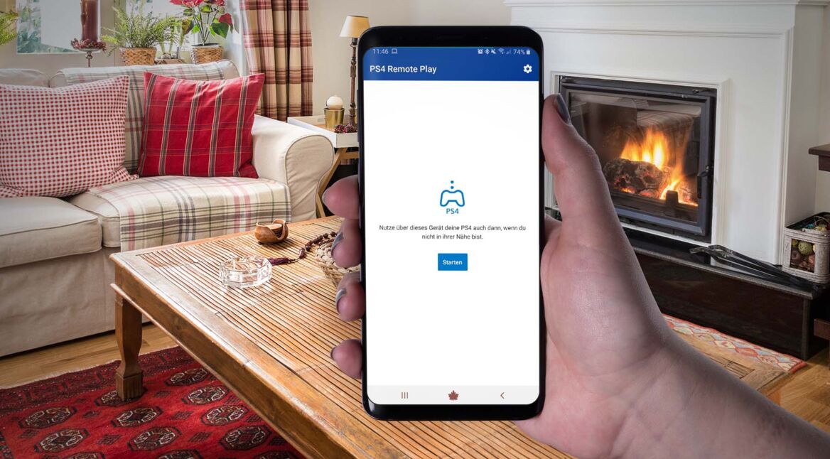 Die PS4-Remote-Play-App auf dem Samsung Galaxy S9+.