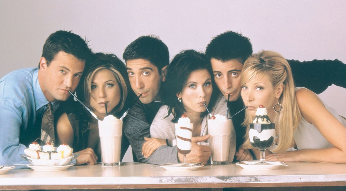 Friends: Joe, Chandler, Monica. Rachel und Phoebe