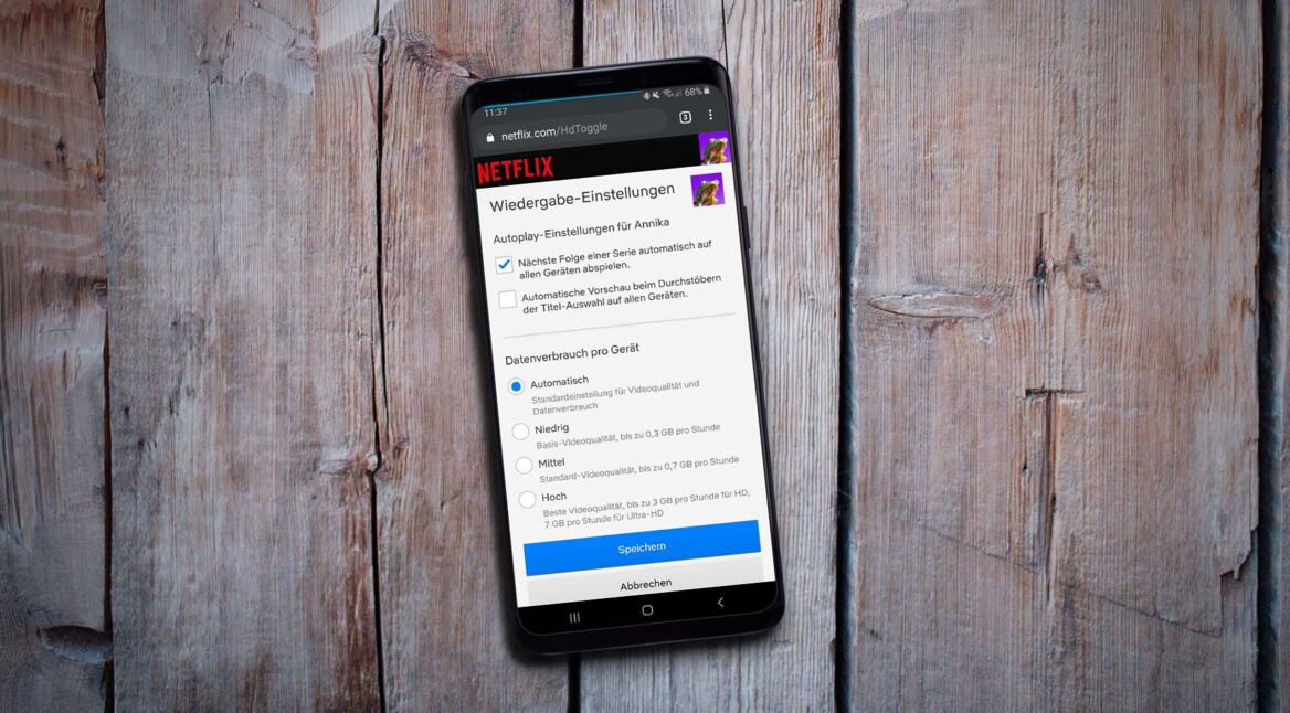 Die Autoplay-Einstellungen in Netflix.