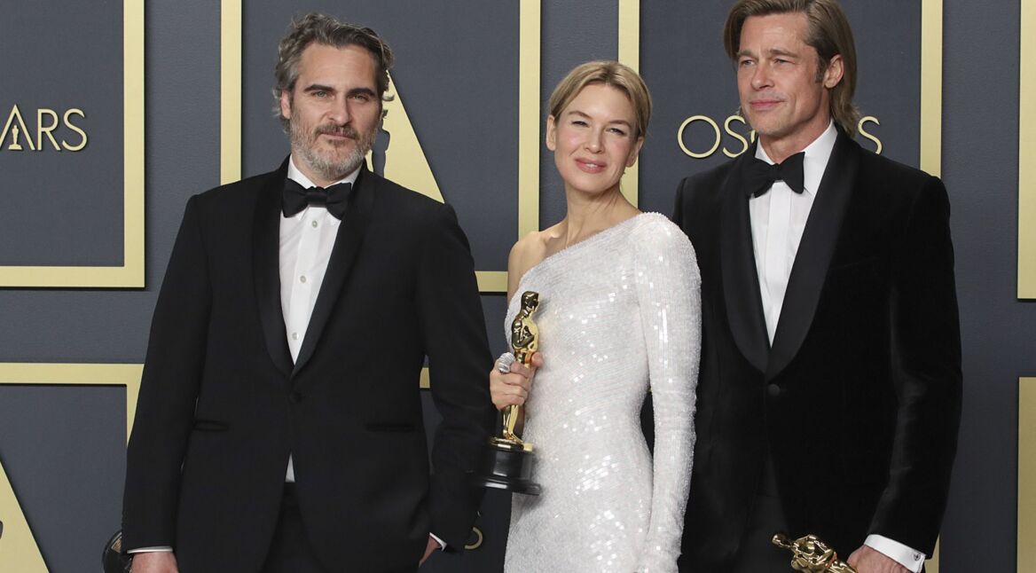 Joaquin Phoenix, Renée Zellweger und Joaquin Phoenix mit ihren Oscars.