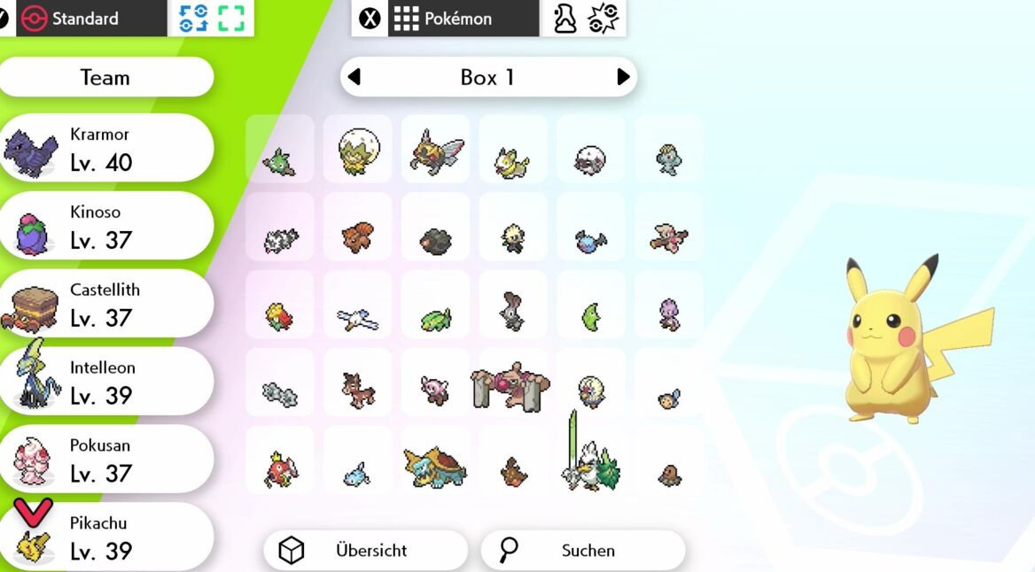 Die Pokémon-Box von Pokémon Schwert und Schild in Pokémon Home.