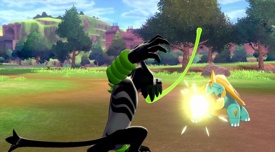 Das Pokémon Zarude kämpft in Pokémon Schwert und Schild.