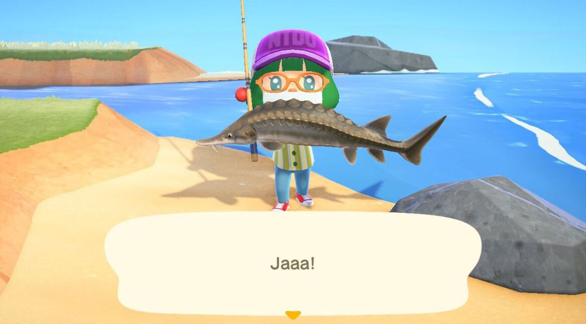Einen Fisch in Animal Crossing: New Horizons fangen.
